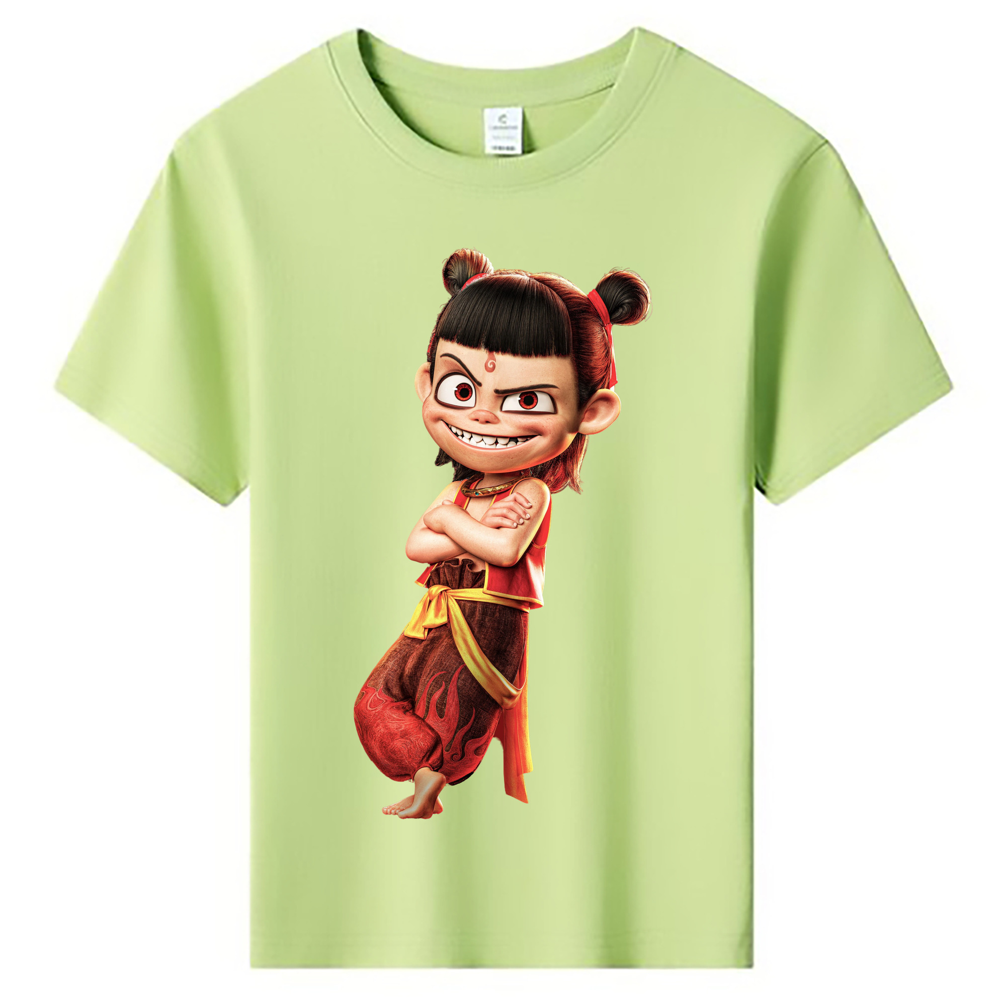 （画像用） Ne Zha 2 ナタ 魔童の大暴れ 綿100％キッズTシャツ（フロントプリント）